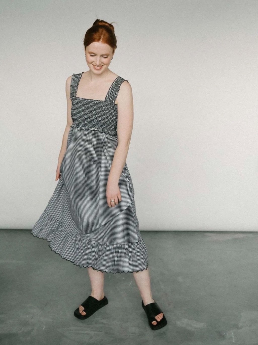 Rails Rumi Gingham Smocked Sundress In Black And White